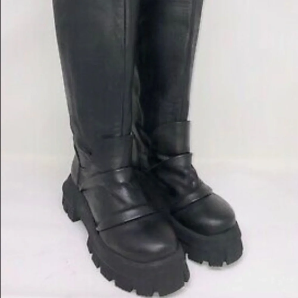 Free People Black Over-the-Knee Chunky Platform Boots Size 37/7